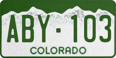 CO license plate ABY103