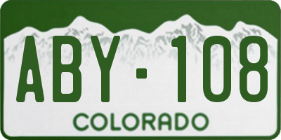 CO license plate ABY108