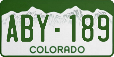 CO license plate ABY189