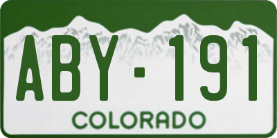 CO license plate ABY191