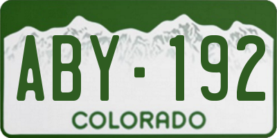 CO license plate ABY192