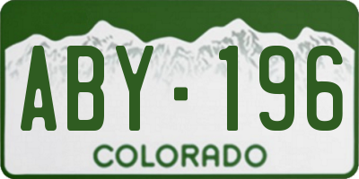 CO license plate ABY196