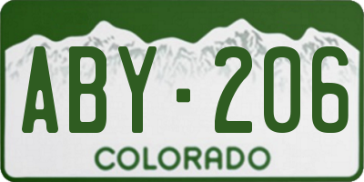 CO license plate ABY206