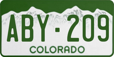 CO license plate ABY209