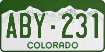 CO license plate ABY231