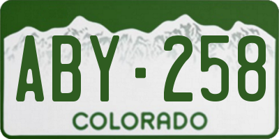 CO license plate ABY258