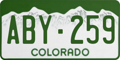 CO license plate ABY259
