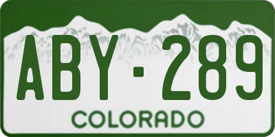 CO license plate ABY289