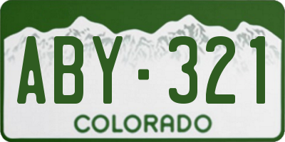 CO license plate ABY321