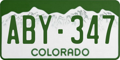 CO license plate ABY347