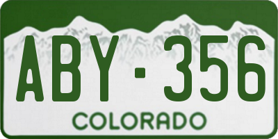 CO license plate ABY356