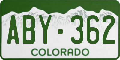 CO license plate ABY362