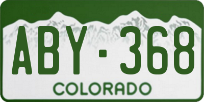 CO license plate ABY368