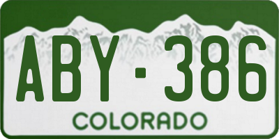 CO license plate ABY386