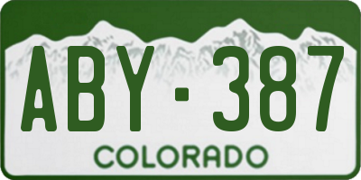 CO license plate ABY387
