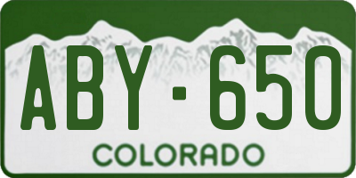 CO license plate ABY650