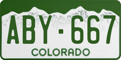 CO license plate ABY667