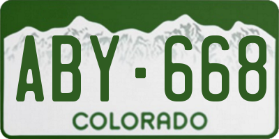 CO license plate ABY668