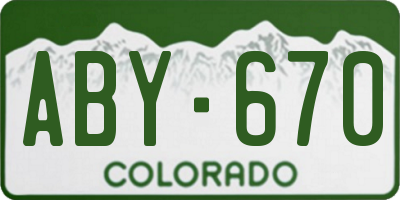 CO license plate ABY670
