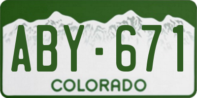 CO license plate ABY671