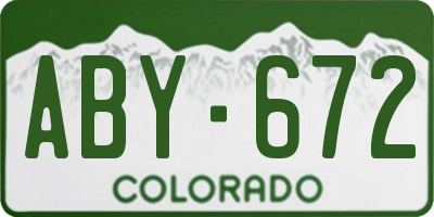 CO license plate ABY672
