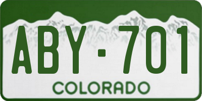 CO license plate ABY701