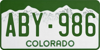 CO license plate ABY986