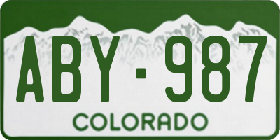 CO license plate ABY987