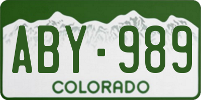 CO license plate ABY989