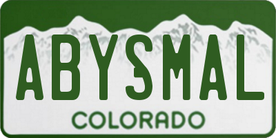 CO license plate ABYSMAL