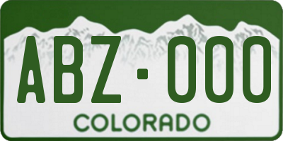 CO license plate ABZ000