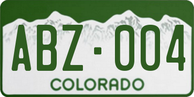 CO license plate ABZ004
