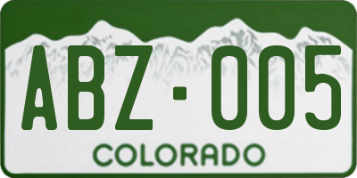 CO license plate ABZ005