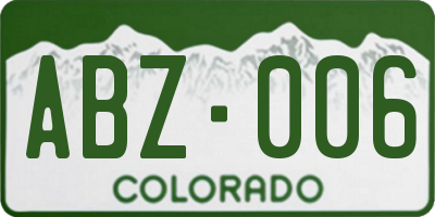 CO license plate ABZ006