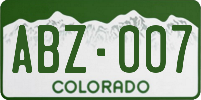 CO license plate ABZ007