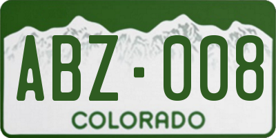 CO license plate ABZ008