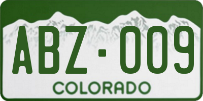CO license plate ABZ009