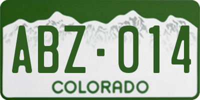 CO license plate ABZ014