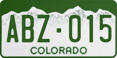 CO license plate ABZ015