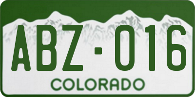 CO license plate ABZ016