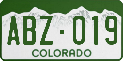 CO license plate ABZ019