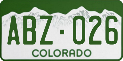 CO license plate ABZ026