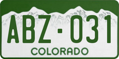 CO license plate ABZ031