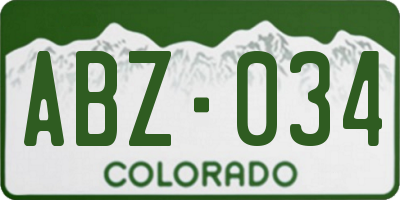 CO license plate ABZ034
