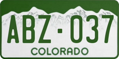 CO license plate ABZ037
