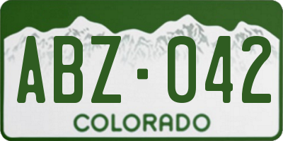 CO license plate ABZ042