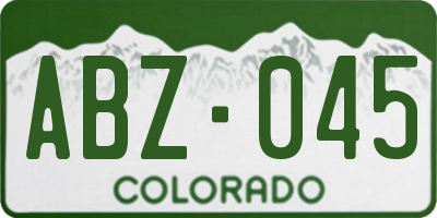 CO license plate ABZ045