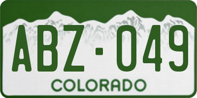 CO license plate ABZ049