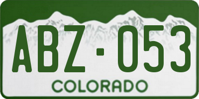 CO license plate ABZ053