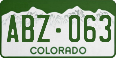 CO license plate ABZ063